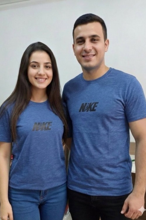 KAMPANYALI UNİSEX TOP TUTAN NİKE SİYAH YAZILI TİŞÖRT  Koyu Mavi