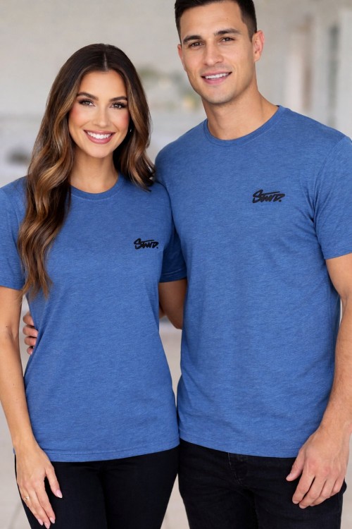 KAMPANYALI UNİSEX SİYAH YAZILI SWD  TİŞÖRT  Koyu Mavi