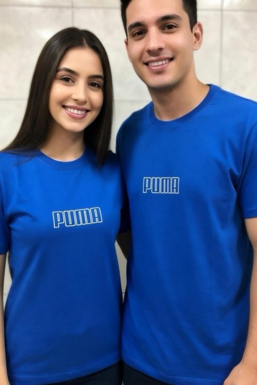 KAMPANYALI UNİSEX TEK PUMA TİŞÖRT  Mavi