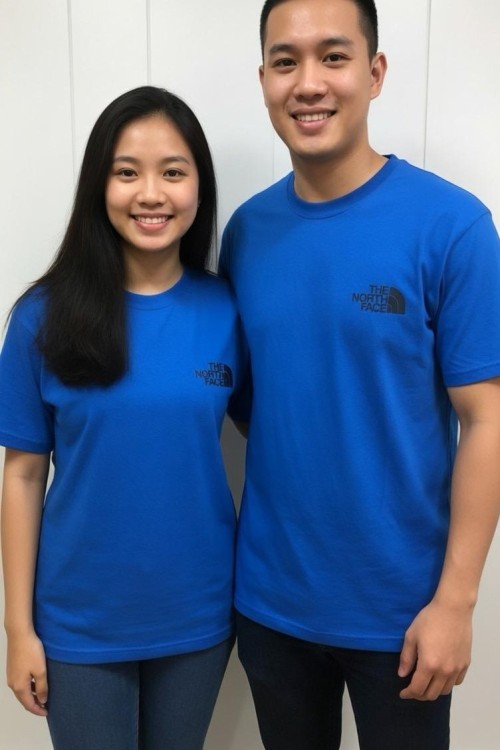 KAMPANYALI UNİSEX THE NORTC YAZISI SİYAH TEK TİŞÖRT  Koyu Mavi