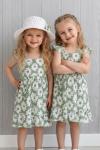 ÇİÇEKLİ YAZLIK ŞAPKALI ELBİSE  Yeşil