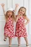 ÇİÇEKLİ YAZLIK ŞAPKALI ELBİSE  Kırmızı