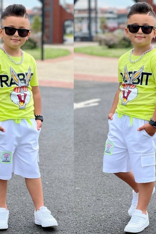 BUGS BUNNY RABBİT  ŞORTU ETİKETLİ CEPLİ TAKIM Yeşil