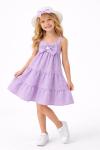 PİTİKARELİ FİYONKLU ŞAPKALI ELBİSE Lila