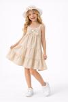 PİTİKARELİ FİYONKLU ŞAPKALI ELBİSE Bej