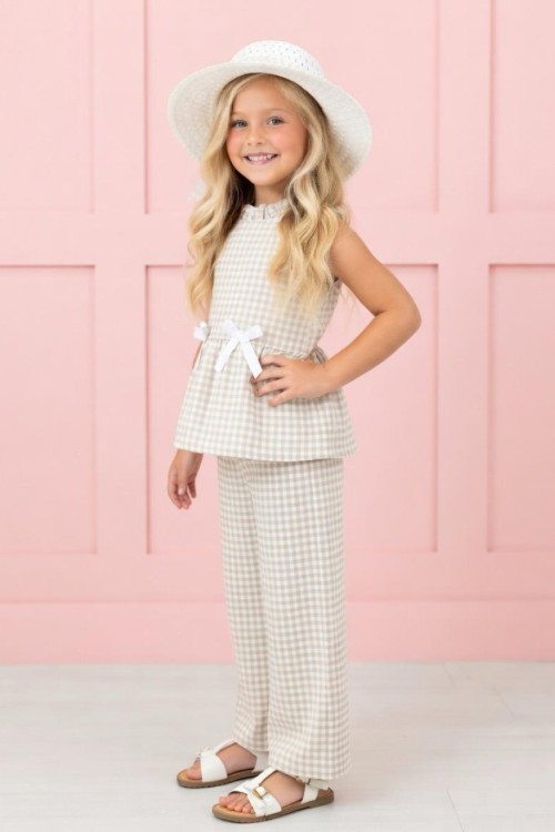 MİNİZEHRAM MODEL  ŞAPKALI PİTİKARELİ DÜĞMELİ TAKIM Bej