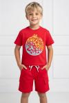 GARSON BOY SUN  KISSE  ALT CEPLİ ŞORTLU TAKIM  Kırmızı