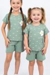 ÜST TEK VE HER YERİ PAPATYALI YAZILI ŞORTLU TAKIM  Yeşil