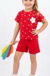 ÜST TEK VE HER YERİ PAPATYALI YAZILI ŞORTLU TAKIM  Kırmızı