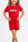 MİNİ YAZAN PUANTİYELİ ŞORTLU TAKIM  Kırmızı