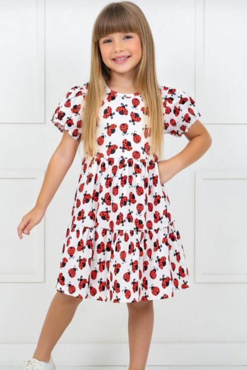 UĞUR BÖCEKLİ ELBİSE Beyaz