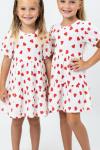HERYERİ KIRMIZI KALPLİ ELBİSE Beyaz