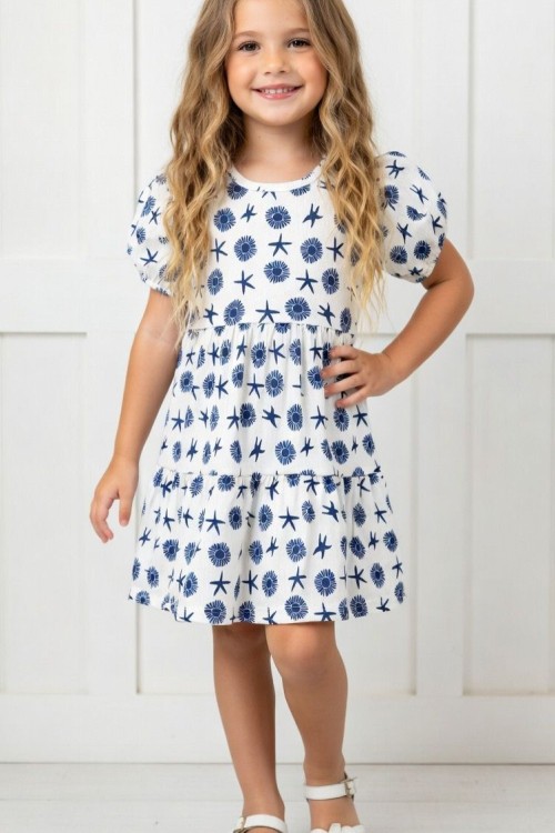 HER YERİ DENİZ YILDIZLI ELBİSE Mavi