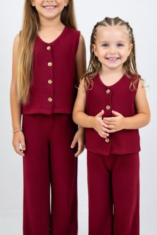 BUBBLE KUMAŞ SIFIRKOL DÜĞMELİ TAKIM Bordo