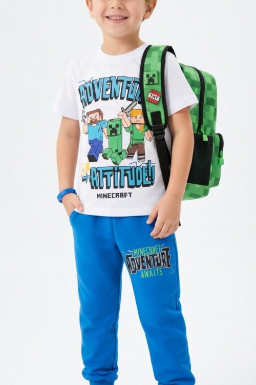 ADVENTURE MİNECRAFT ALT UZUN EŞOFMAN TAKIMI  Mavi