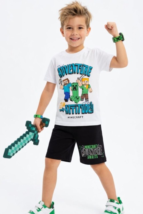 ADVENTURE MİNECRAFT ŞORTLU TAKIM  Siyah