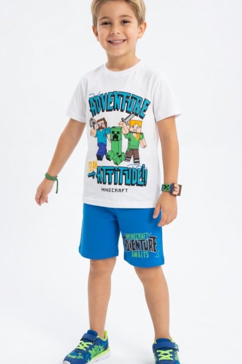 ADVENTURE MİNECRAFT ŞORTLU TAKIM  Mavi