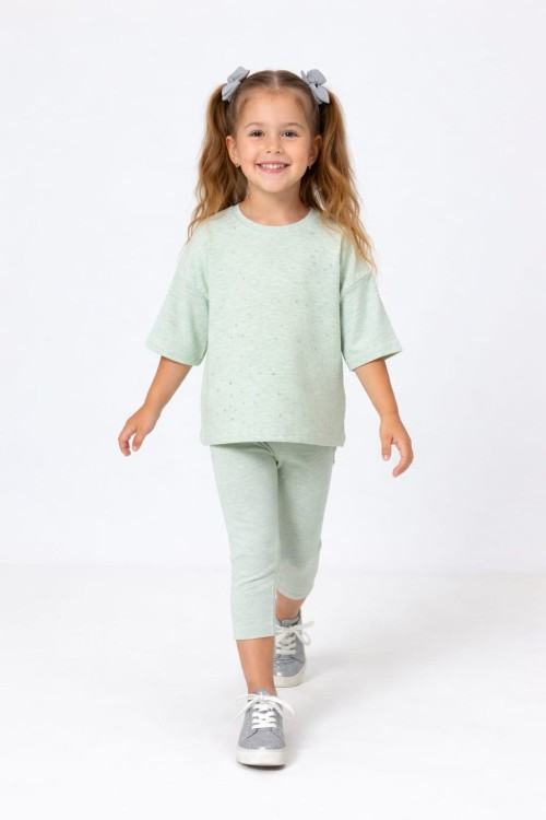 ÜST TAŞLI ALT KAPRİ TAYT TAKIM Mint Yeşili