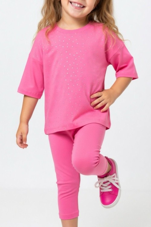 ÜST TAŞLI ALT KAPRİ TAYT TAKIM Pembe