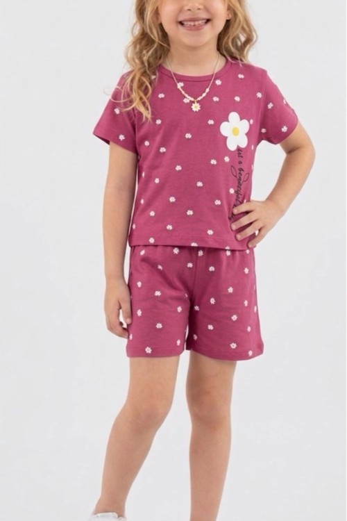 ÜST TEK VE HER YERİ PAPATYALI YAZILI ŞORTLU TAKIM  Gül