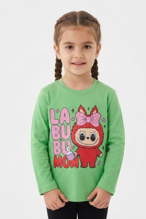 LABUBU MOM UZUN KOL TEK SWEET  Fıstık Yeşili