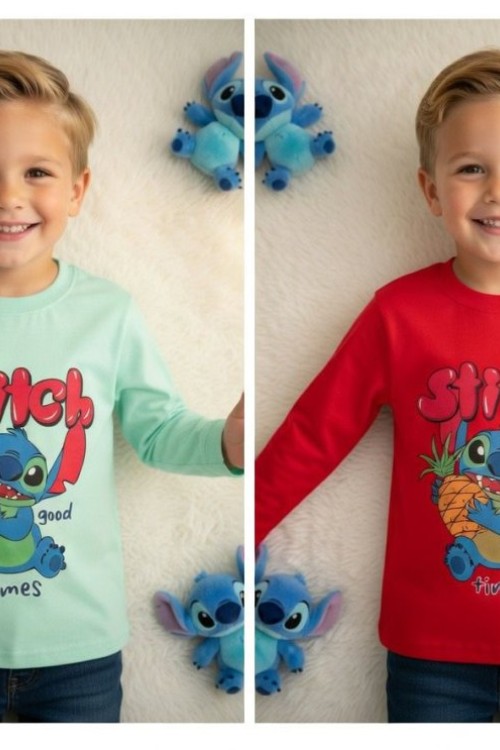 STİTCH ANANAS UZUN KOL TEK SWEET  Kırmızı