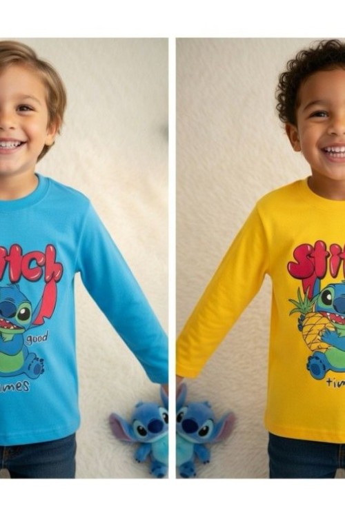 STİTCH ANANAS UZUN KOL TEK SWEET  Mavi