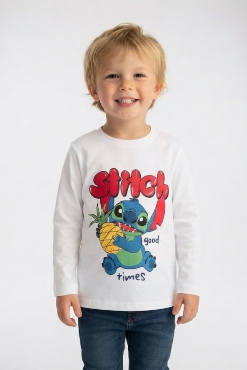 STİTCH ANANAS UZUN KOL TEK SWEET  Beyaz