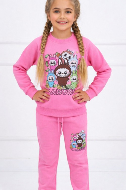 2 İP ŞARDONLU ÇOKLU LABUBU EŞOFMAN TAKIMI  Pembe