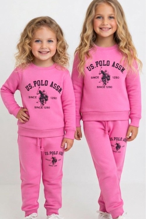 2 İP ŞARDONLU US POLO ASSN EŞOFMAN TAKIMI  Pembe