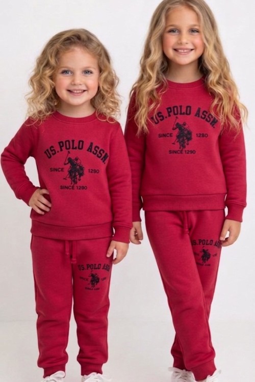 2 İP ŞARDONLU US POLO ASSN EŞOFMAN TAKIMI  Kırmızı