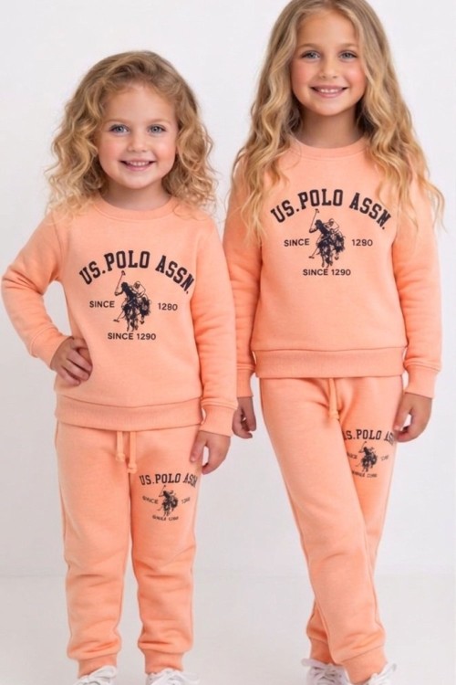 2 İP ŞARDONLU US POLO ASSN EŞOFMAN TAKIMI  Somon