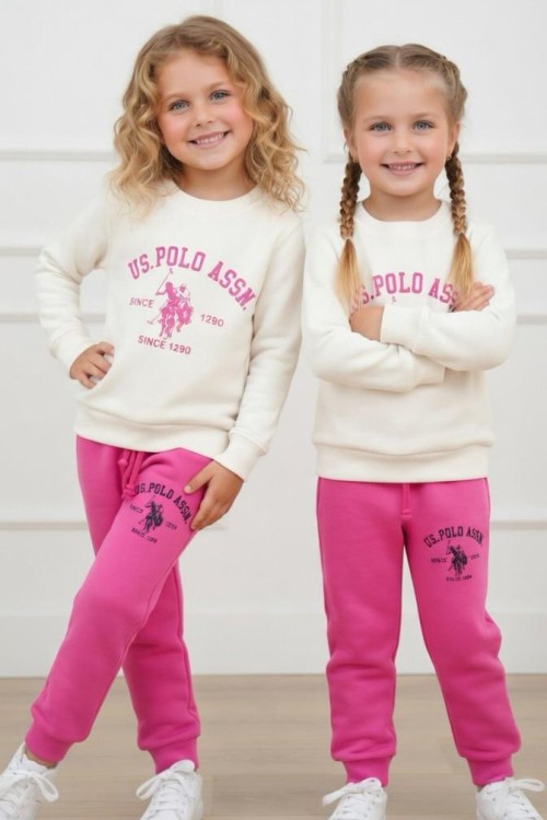 2 İP ŞARDONLU US POLO ASSN EŞOFMAN TAKIMI  Krem