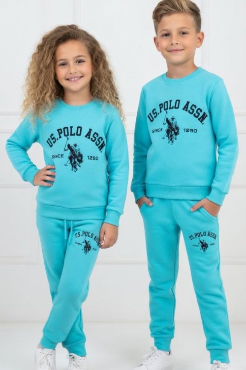 2 İP ŞARDONLU US POLO ASSN EŞOFMAN TAKIMI  Mavi