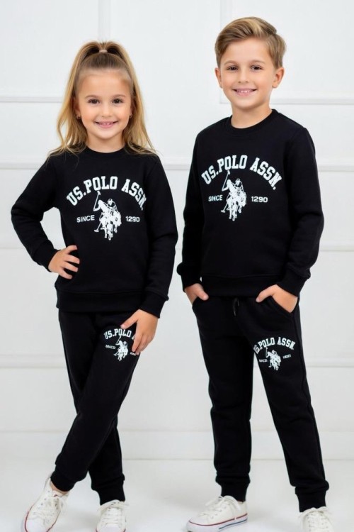 2 İP ŞARDONLU US POLO ASSN EŞOFMAN TAKIMI  Siyah