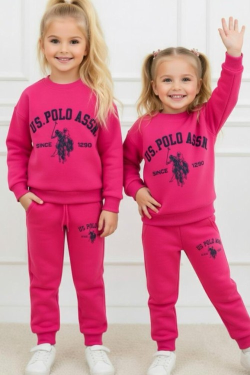 2 İP ŞARDONLU US POLO ASSN EŞOFMAN TAKIMI  Fuşya