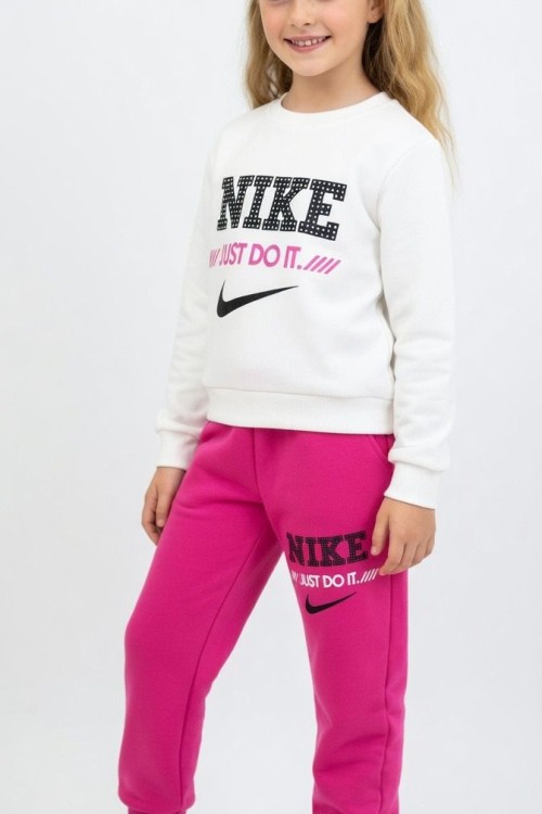 2 İP ŞARDONLU NIKE JUST DO IT  EŞOFMAN TAKIMI  Krem