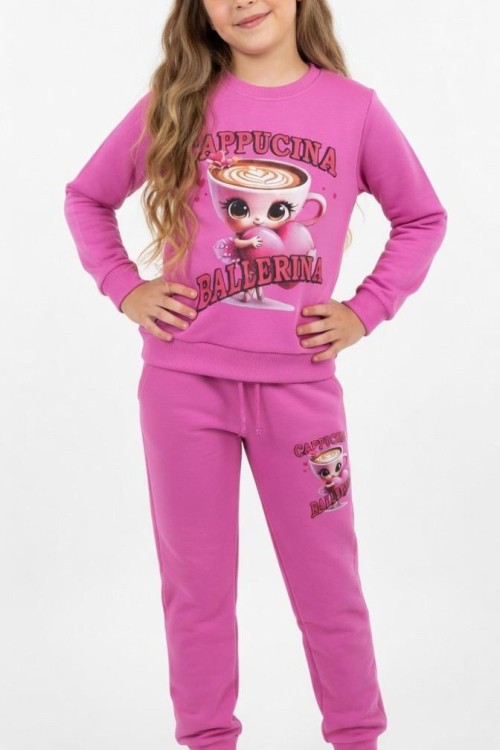 2 İP ŞARDONLU CAPPUCINO BALERİNA  EŞOFMAN TAKIMI  Pembe