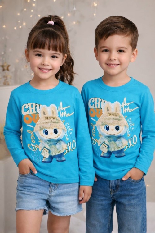 ÇOK YAZILI LABUBU UZUN KOL TEK SWEET  Yeşil