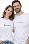 KAMPANYALI UNİSEX KESİK YAZILI LUFIAN TİŞÖRT  Beyaz