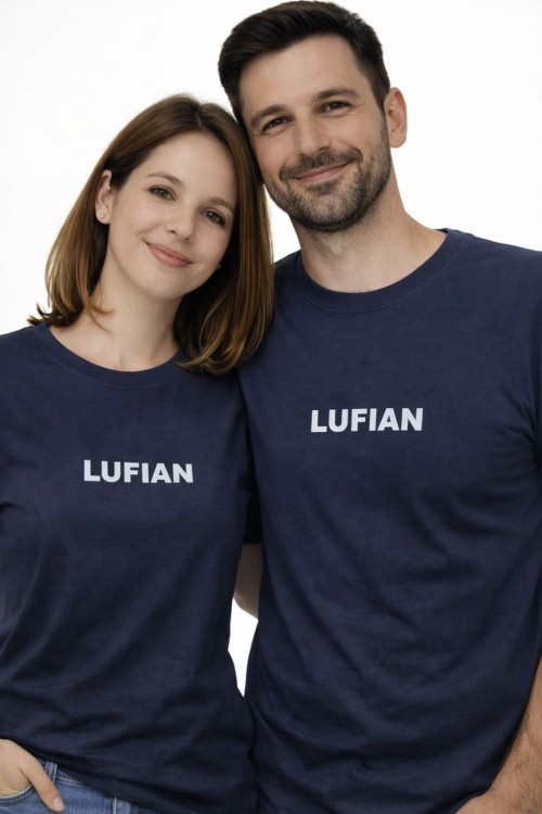 KAMPANYALI UNİSEX LUFIAN BEYAZ YAZILI TİŞÖRT  Füme