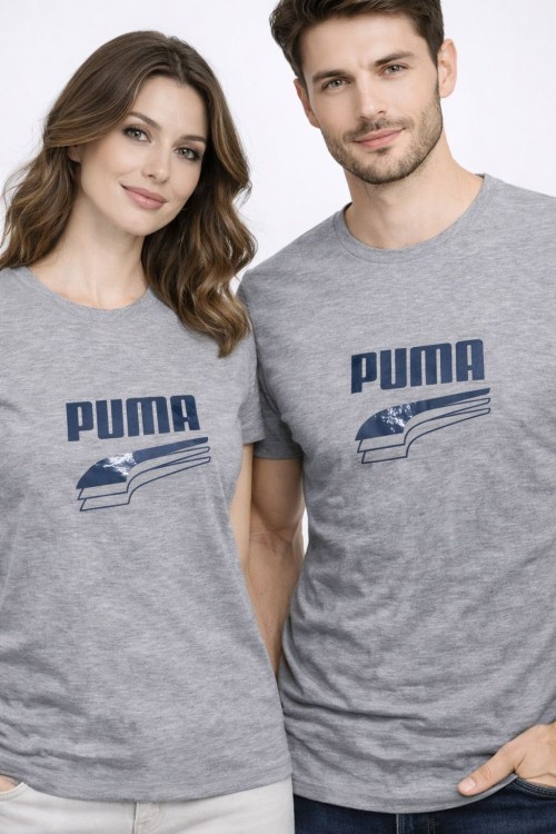 KAMPANYALI UNİSEX PUMA KAYAKLI TİŞÖRT  Gri