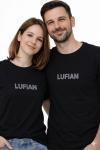 KAMPANYALI UNİSEX KESİK YAZILI LUFIAN TİŞÖRT  Siyah