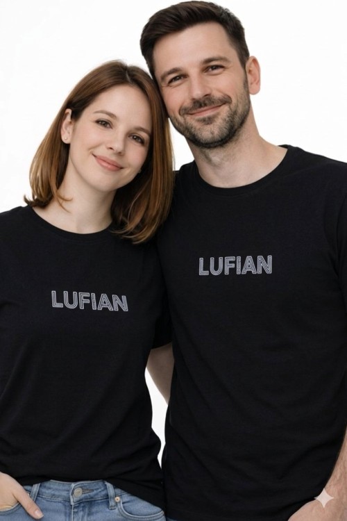 KAMPANYALI UNİSEX KESİK YAZILI LUFIAN TİŞÖRT  Siyah