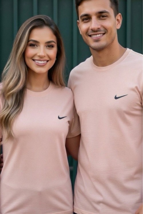 KAMPANYALI UNİSEX KENARDA SİYAH TİK  NİKE TİŞÖRT  Somon