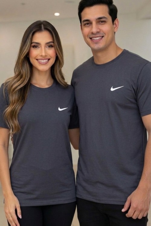 KAMPANYALI UNİSEX KENARDA BEYAZ YAZILI NİKE TİŞÖRT  Koyu Gri