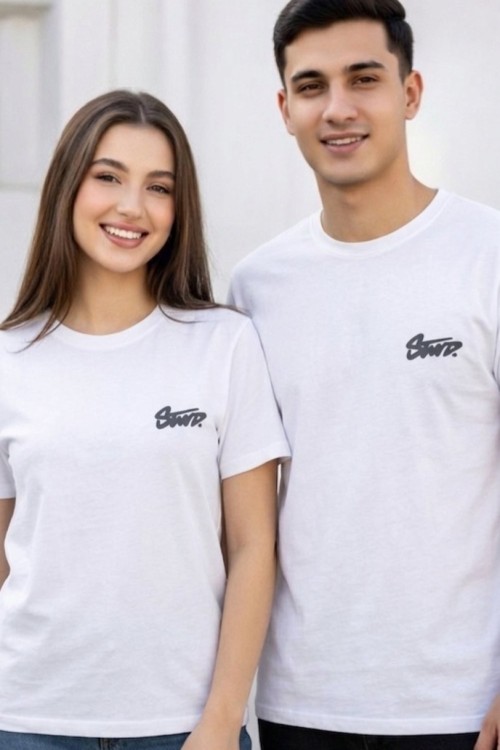 KAMPANYALI UNİSEX SİYAH YAZILI SWD  TİŞÖRT  Ekru