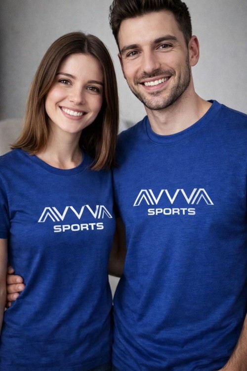 KAMPANYALI UNİSEX AVVA SPORTS BEYAZ YAZILI TİŞÖRT  Koyu Mavi