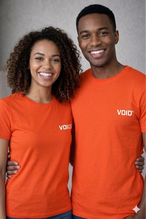 KAMPANYALI UNİSEX VOID BEYAZ YAZILI TİŞÖRT  Turuncu