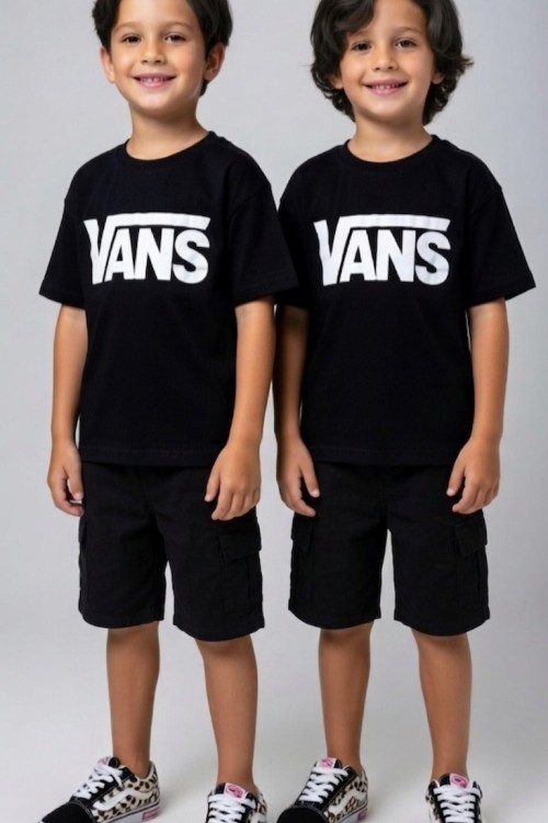 VANS YAZILI ŞORTLU ERKEK TAKIM  Siyah